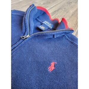 Polo Ralph Lauren Boys Navy 3T Cotton Quarter Zip Pullover Sweater Red Collar